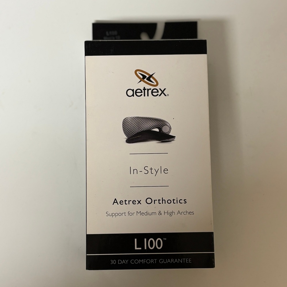 Aetrex L100 In-Style Orthotics Mens Size 12 Cobra Lynco Arch Support Black